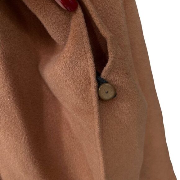 Vintage Polo Cloth By Stevens Wool Cape Coat With Leather Buttons & Trim Size L - Picture 12 of 15